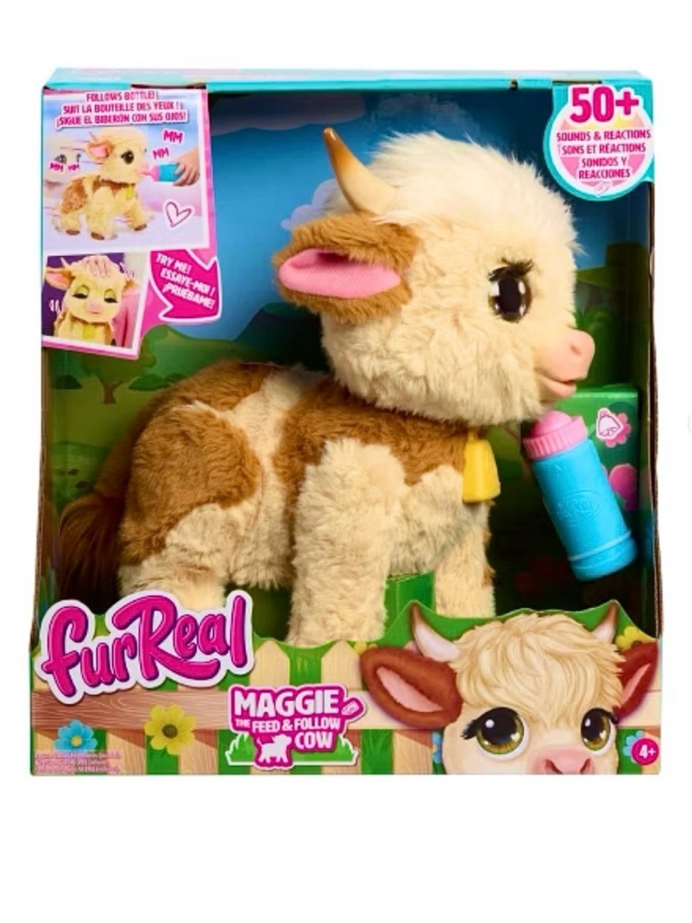 FurReal Maggie The Feed & Follow Cow Interactive Highland Cow Plush 50+ Sounds